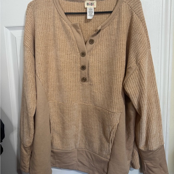 BiBi Beige Waffle Knit Sweater - Picture 2 of 6